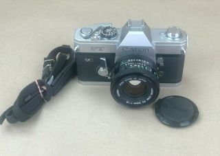 Canon Ft Ql 35mm Film Camera W/50mm Fd Film 1.  8 Lens - Great For Beginners -