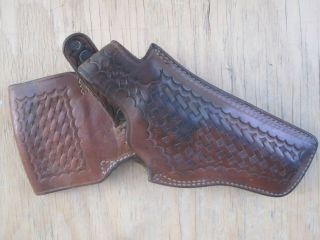 Vintage Safariland Mod 10a Brown Leather Holster For Colt Revolver 2 " To 4 "