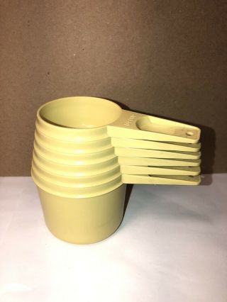 Vintage Tupperware Nesting Measuring Cups 761 - 766 Yellow Complete Set Of 6