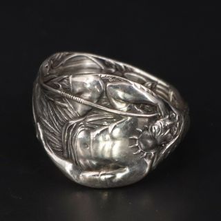 Vtg Sterling Silver Indian Chief Tribal Spoon Handle Ring Size 13 - 16.  5g