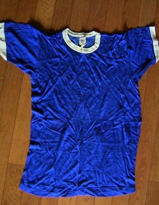 Vintage General Athletic Products Co.  Blue White Athletic Jersey Viscose Rayon