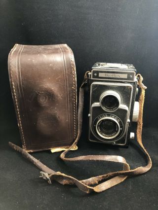 Vintage Zeiss Ikoflex Iia (855/16) Tlr Med.  Format Camera W/ Leather Case & Book