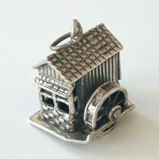 Vintage Beau Beaucraft Sterling Silver Grist Mill Charm With Moving Water Wheel
