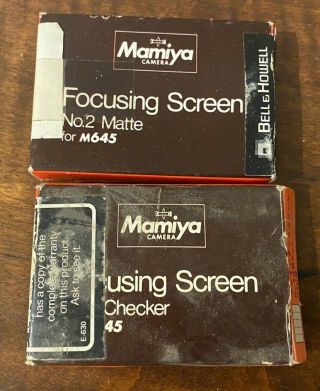 Vintage Nos Mamiya M645 Camera Focusing Screen No.  3 Checker & No.  2 Matte