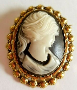 Vintage Cameo Brooch Signed By Robert Large 2 1/4 "