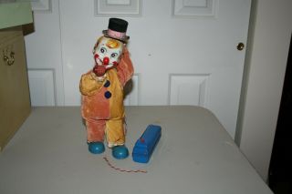 Vintage Battery Operated Tin Toy Clown Battery Operated 12 " High Japan