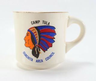 Vtg Early Camp Tula Ouachita Area Council Boy Scouts Of America Coffee Mug Cup