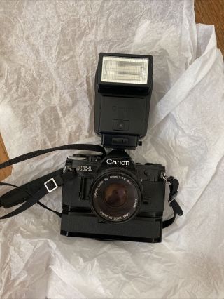 Canon Ae - 1 35mm Slr Film Camera With Fd 50mm 1:1.  8 Lens
