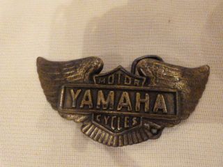 Vintage Yamaha Motorcycles Wings Brass Belt Buckle 4.  25 "