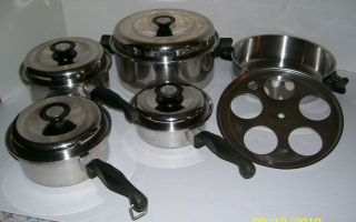 Vtg.  10 - Piece Quality Craft 18 - 8 Tri - Ply Stainless Steel Cookware Set - Usa:1 Owner
