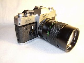 Classic Canon Ftb Camera - With Vivitar Fd 135mm 1:2.  8 Telephoto