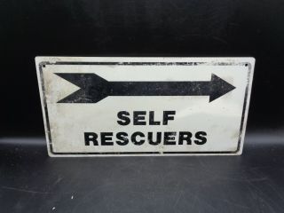 Vintage Self Rescuers Arrow 2 - Sided Plastic Industrial Sign 14 " X 7 " Coal Mine