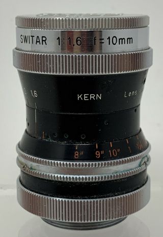 Kern Paillard Switar 10mm F1.  6 Movie Camera Lens