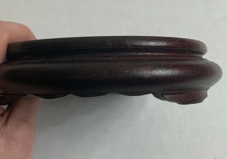 Vintage Brown Chinese Carved Round Wooden Vase Stand Base 5.  5 "