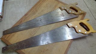 Vintage Pair Hand Saws Disston Townsman Craftsman Cross Cut