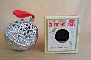 Vintage TIMCO Chirping Christmas Ornament/Ball w/ box - Battery Operated - 2