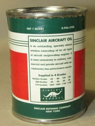 VINTAGE SINCLAIR AIRCRAFT MOTOR OIL MINI PAPER LABEL CAN COIN/ RAZOR BLADE BANK 2