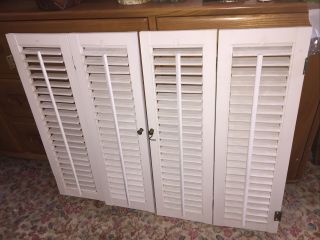 Vintage White Wood Pre - Owned Interior Shutters 31.  25x25.  25” Tall Light Weight