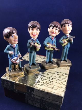 Vintage The Beatles Cake Toppers Bobblehead Nodders Made In Hong Kong