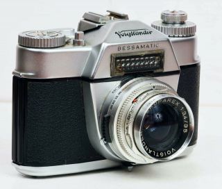 Voightlander Bessamatic Slr Film Camera With Skoparex 35mm F:3.  4 Lens And Case