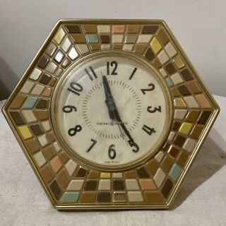 Vintage Mid Century Modern General Electric Mosaic Wall Clock Mcm Model 2118a