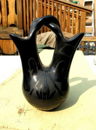 Vintage Black Santa Clara Pueblo Vase