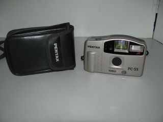 Pentax Pc - 55 35mm Point & Shoot Film Camera & Case As &