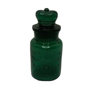 Antique Green Glass The Crown Perfumery Company London Bottle W/stopper