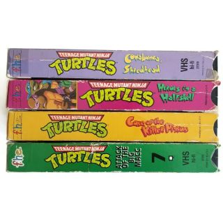 (4) Vtg Family Home Entertainment TMNT VHS Tapes Teenage Mutant Ninja Turtles 2