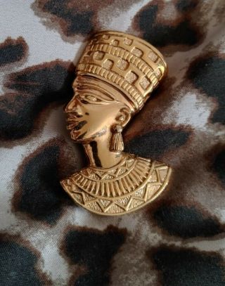 Vintage Avon Queen Nefertiti Egyptian Pendant Brooch Pin Goldtone
