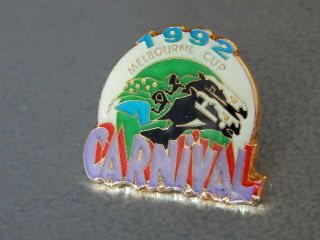 Vintage 1992 Melbourne Cup Carnival Horse Racing Logo Enamel Lapel Pin Rare