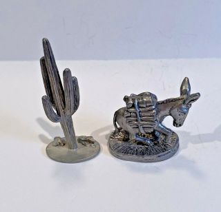 Vintage Pewter Miniature Donkey Pack Mule & Spoontiques 1979 Cactus 2