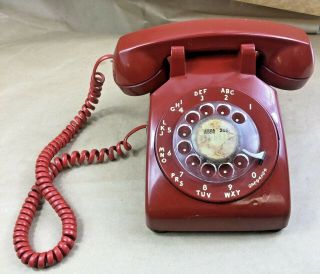 Vintage 1977 Red Ohio Bell Western Electric Model 500dm Rotary Dial Telephone