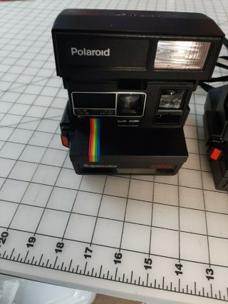 3 Vintage Polaroid Land Camera with Strap 640 Rainbow Supercolor 635CL 2