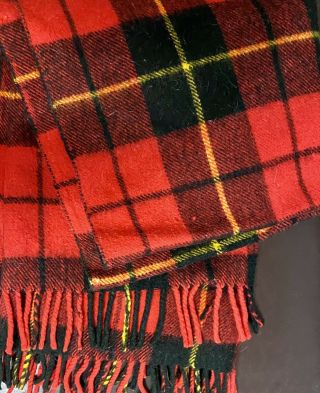 Vintage Plaid Wool Throw Made In England Red Fringe Blanket Hudson’s Bay Im