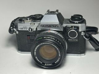 Olympus Om - 10 35mm Slr Film Camera With 50mm Auto S F/1.  8 Lens