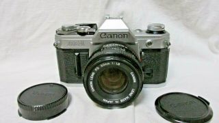 Canon Ae - 1 35mm Film Slr Camera W/ Canon 50mm F :1.  8 Prime Lens Fd Mount