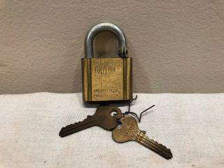 Vintage Taylor Lock Co Brass Padlock W/ Keys