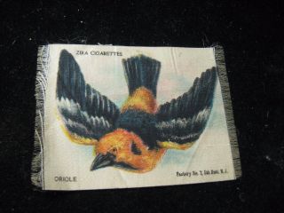 Vintage Zira Cigarettes Oriole Bird Tobacco Card Silk 3 " X 2 - 1/2 "