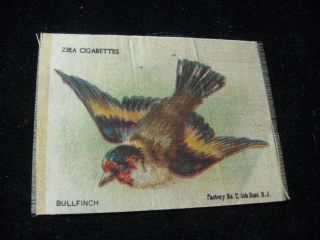 Vintage Zira Cigarettes Bullfinch Bird Tobacco Card Silk 3 - 1/4 " X 2 - 1/2 "
