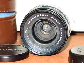 ASAHI PENTAX Auto - Takumar 35mm F3.  5 M42 screw mount lens w/ case,  caps 3