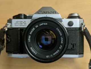 Canon Ae - 1 Program 35mm Film Camera W/ 50mm 1:1.  8 Lens & Strap.