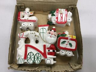 Vintage Commodore Christmas NOEL Santa Express Train Candle Holders Japan w/Box 3