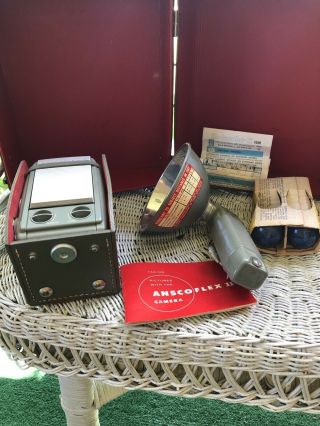 Vintage 1950s Ansco Anscoflex Ii Camera With Case,  Box