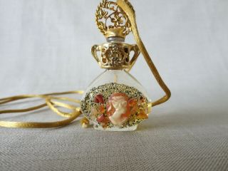 Vintage Adrian Designer Perfume Necklace Bottle 1/8 Oz.  2.  25 " X 1.  25 " 1/3 Full