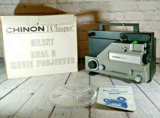 Chinon Whisper Silent Dual 8mm Movie Film Projector 727 With Box
