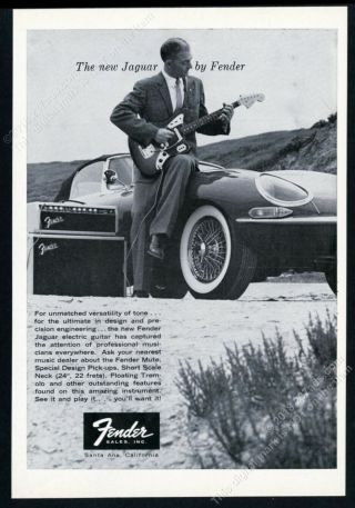 1962 Fender Jaguar Guitar & Amp Xke Car Photo Vintage Print Ad