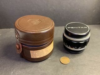 Pentax Asahi Lens,  Auto - Takumar 1:2/55,  Japan,  330889,  With Aoco.  Leather Case