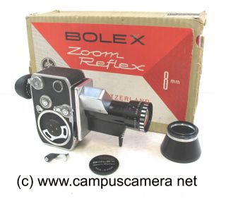 Bolex Zoom P1 Reflex 8mm Motion Picture Film Camera Cine W/box Swiss