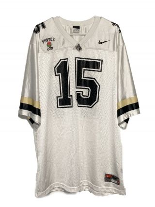 Vintage Nike Purdue Boilermakers 2001 Rose Bowl Jersey Mens Size 2xl 15 White